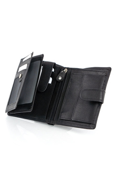 MUSTANG DENIMO WALLET MĘSKI PORTFEL SKÓRZANY POJEMNY KARTY BLACK