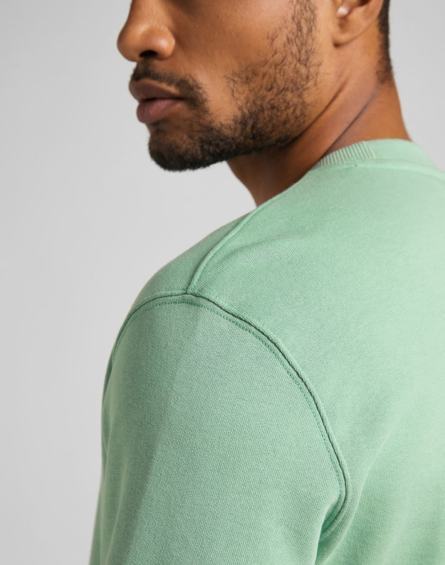 LEE PLAIN CREW SWS MĘSKA BLUZA KLASYCZNA GRANITE GREEN L81ISPQN 112121785