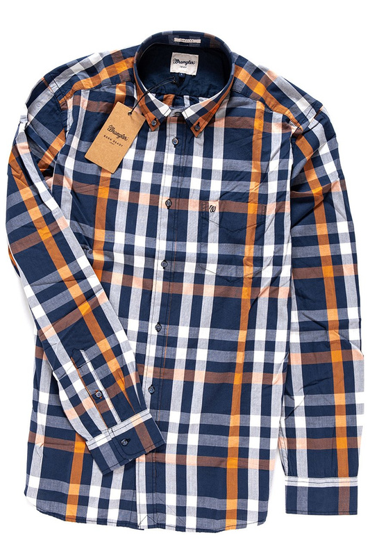 WRANGLER L/S 1PKT BUTTON-DOWN NAVY W58744M35