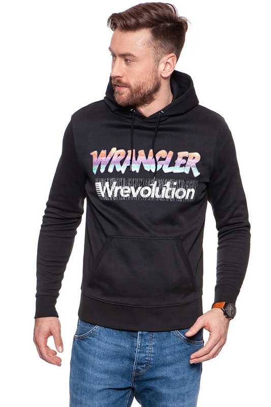 BLUZA WRANGLER MĘSKA HOODIE BLACK W6560IH01 112130572