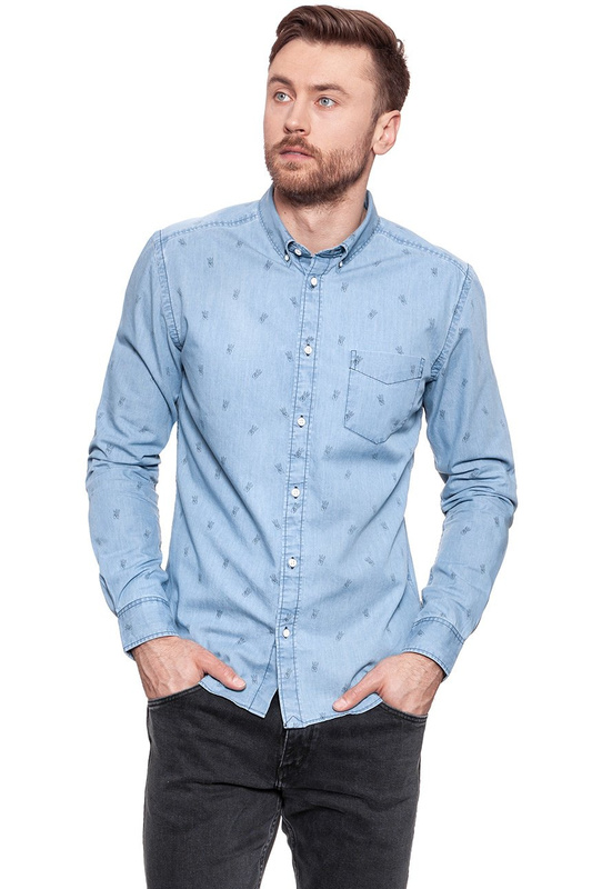 KOSZULA JEANSOWA MĘSKA WRANGLER LS 1PKT BUTTON DOWN INDIA INK W58835PKE 112129614