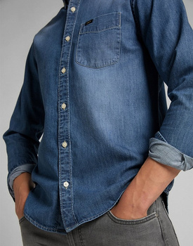 LEE BUTTON DOWN MĘSKI T-SHIRT KOSZULKA Z KRÓTKIM RĘKAWEM TIDE BLUE L880PLQK 112123383