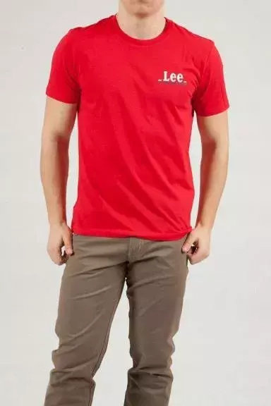 LEE SMALL LOGO TEE REGULAR FIT MĘSKI T-SHIRT KOSZULKA LOGO BRIGHT RED L62GFQEF 112114578