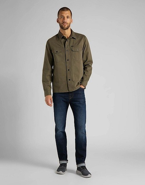 LEE MILITARY WORKER SHIRT MĘSKA KOSZULA MATERIAŁOWA REGULAR FIT OLIVE GREEN L66CTHNX 112116331
