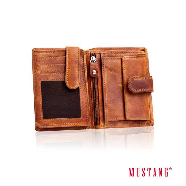 MUSTANG Denimo High Wallet Side Opening UNIWERSALNY SKÓRZANY PORTFEL POJEMNY NA KARTY RFID