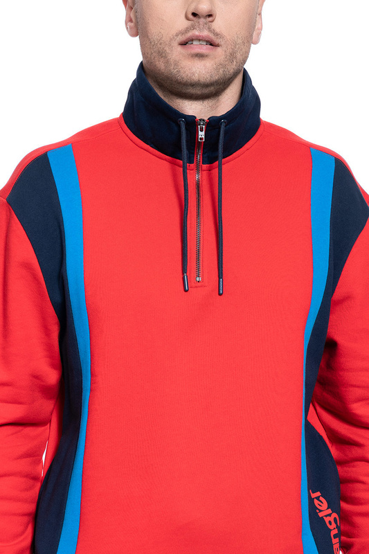 MĘSKA BLUZA WRANGLER CUT&SEW HALFZIP FORMULA RED W6C3HQXWO 112130706