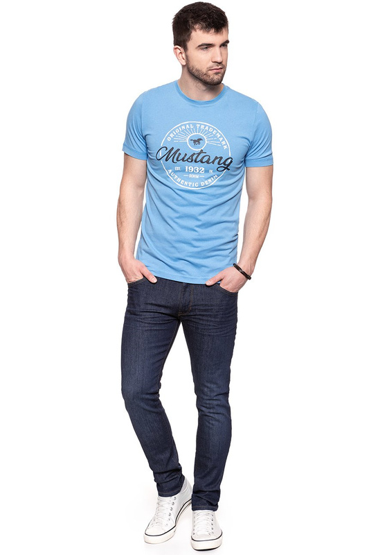 MUSTANG T SHIRT Logo Crack Tee HERITAGE BLUE 1007613 5092