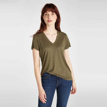 DAMSKI T-SHIRT LEE V NECK TEE REGULAR FIT OLIVE GREEN L41JENNX 112109006