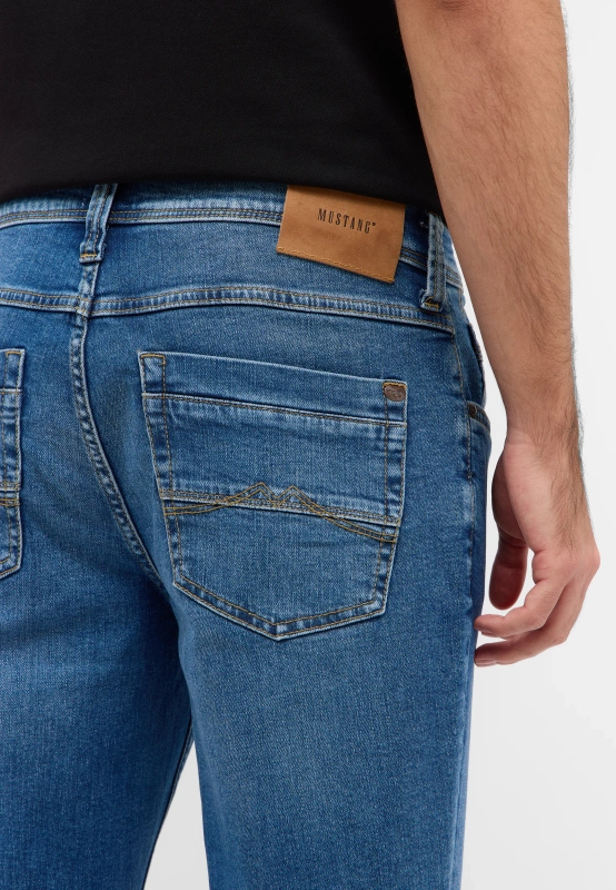 Męskie Spodnie Jeansowe Mustang Style Washington Straight Denim Blue 1016335 5000 582