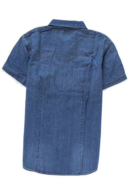 WRANGLER S/S WESTERN SHIRT MĘSKA KOSZULA JEANSOWA KRÓTKI RĘKAW MID INDIGO W5853CP8E