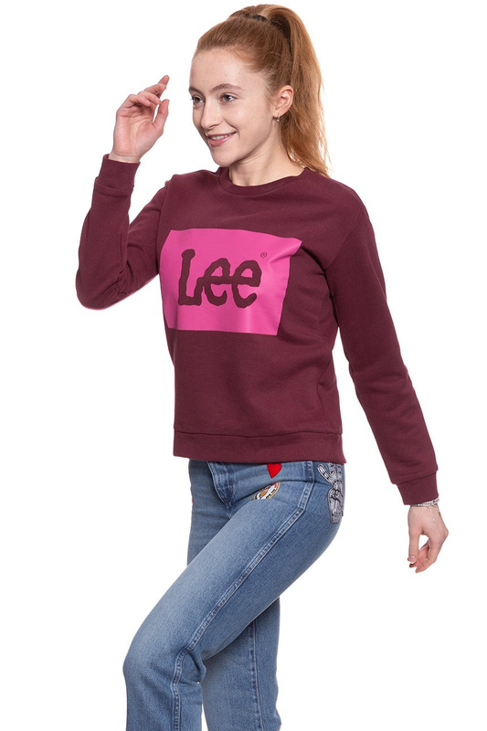 BLUZA LEE DAMSKA LOGO SWS MAROON L53PJSKQ 112112459