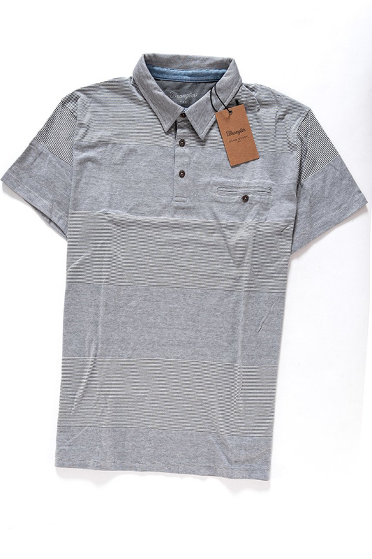 WRANGLER S/S JERSEY STRIPE POLO DARK SLATE W7970GPPP