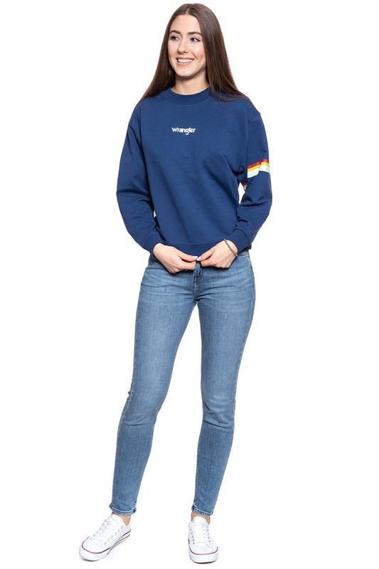 BLUZA WRANGLER 80´S RETRO SWEAT BLUE DEPTHS W6N0HPXJY 112130777