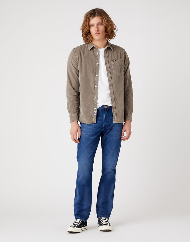 WRANGLER GREENSBORO MĘSKIE SPODNIE JEANSOWE BRUSHED MID BLUE W15QAL15O 112324523