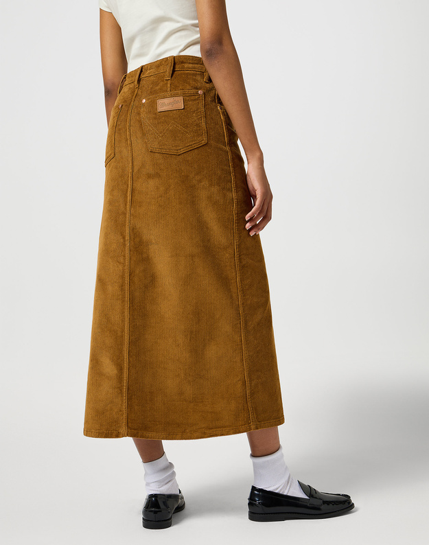 WRANGLER DAMSKIE SPÓDNICE SZTRUKSOWA WRANGLER CORDUROY MAXI COGNAC 112356436