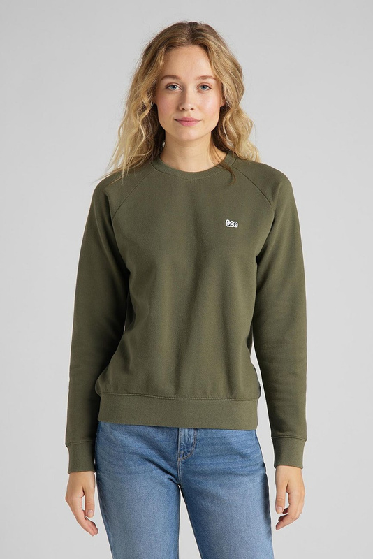 LEE PLAIN CREW SWS DAMSKA BLUZA OLIVE GREEN L53RTXNX 112112496