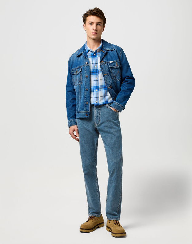 MESKIE SPODNIE  WRANGLER GREENSBORO STEEL SLATE 112371375