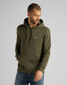 LEE PLAIN HOODIE MĘSKA BLUZA Z KAPTUREM LOGO OLIVE GREEN L80YTJNX 112121620