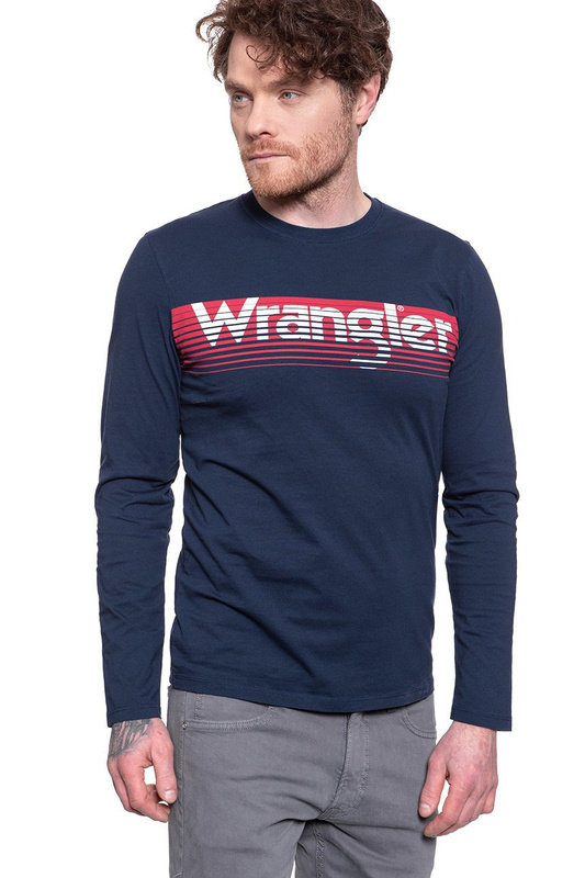 WRANGLER LS LOGO TEE NAVY W744D3114 112131093