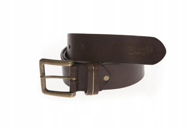 WRANGLER METAL STRIPE BELT MĘSKI PASEK SKÓRZANY BROWN W0B8U1X85 112125586