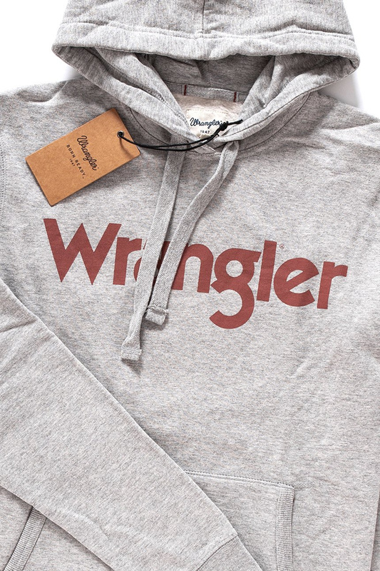 WRANGLER LOGO POPOVER HOODIE MID GREY MEL W6533HY37