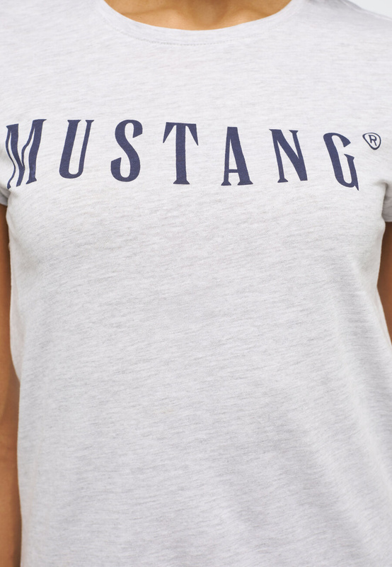 MUSTANG Alina C Logo Tee Damski T-shirt Koszulka Light Grey Melange 1013222 4141