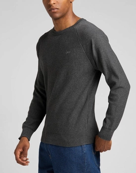 LEE RAGLAN CREW KNIT MĘSKI SWETER KLASYCZNY LOGO DARK GREY L83PKH06 112321534