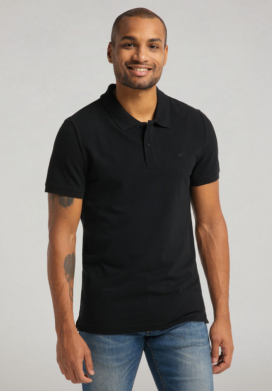 MUSTANG POLO MĘSKA KOSZULKA Z KOŁNIERZEM LOGO BLACK 1008810 4142