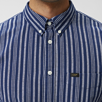 LEE BUTTON DOWN MĘSKA KOSZULA MATERIAŁOWA W PASKI INDIGO L880GEDK 112123109