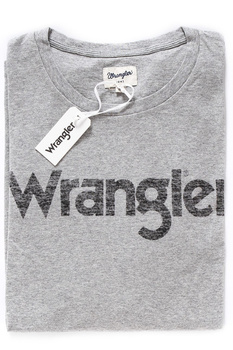 WRANGLER LS LOGO TEE MID GREY MEL W7A85D337