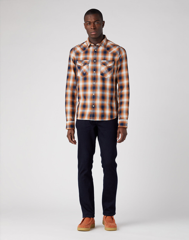 WRANGLER LS WESTERN SHIRT MĘSKA KOSZULA W KRATĘ KRATA GOLDEN OAK 112341155 W556016297