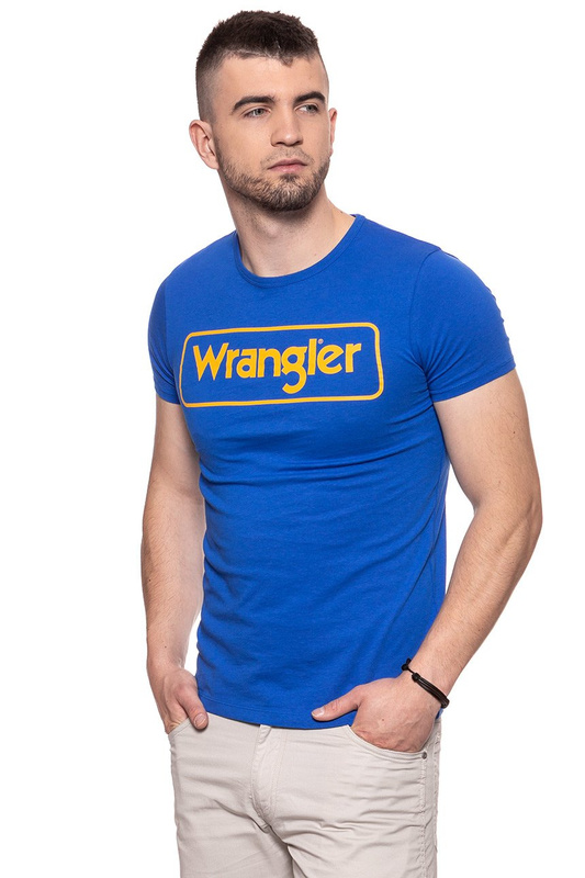 KOSZULKA WRANGLER B&Y LOGO TEE NAUTICAL BLUE W7B57FKV2 112131496