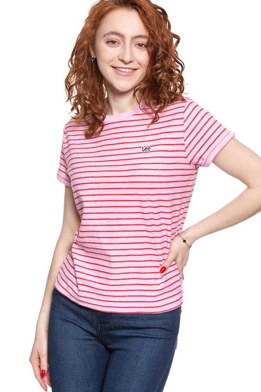 LEE T SHIRT DAMSKI STRIPE TEE FROST PINK L43JTYMC 112109644