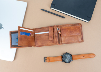 MUSTANG Denimo Wallet Side Opening SKÓRZANY PORTFEL POJEMNY NA KARTY PREMIUM