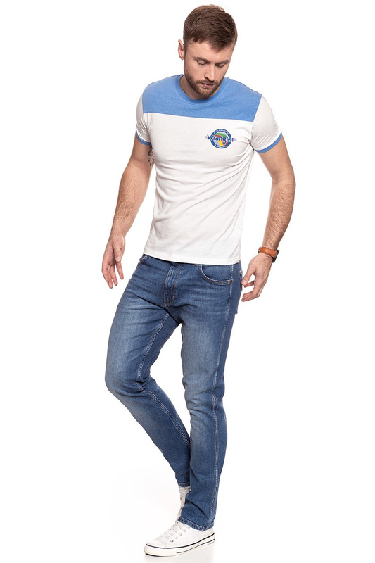 KOSZULKA WRANGLER RINGER BLOCK TEE RIVIERA BLUE W7B46FQ7S 112131481