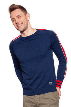 MĘSKI SWETER WRANGLER RAGLAN KNIT BLUE DEPTHS W8615PRJY 112132316