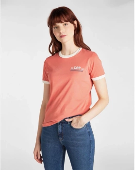 LEE RINGER TEE SLIM FIT DAMSKI T-SHIRT LOGO PAPRIKA L40PEPNI 112108665