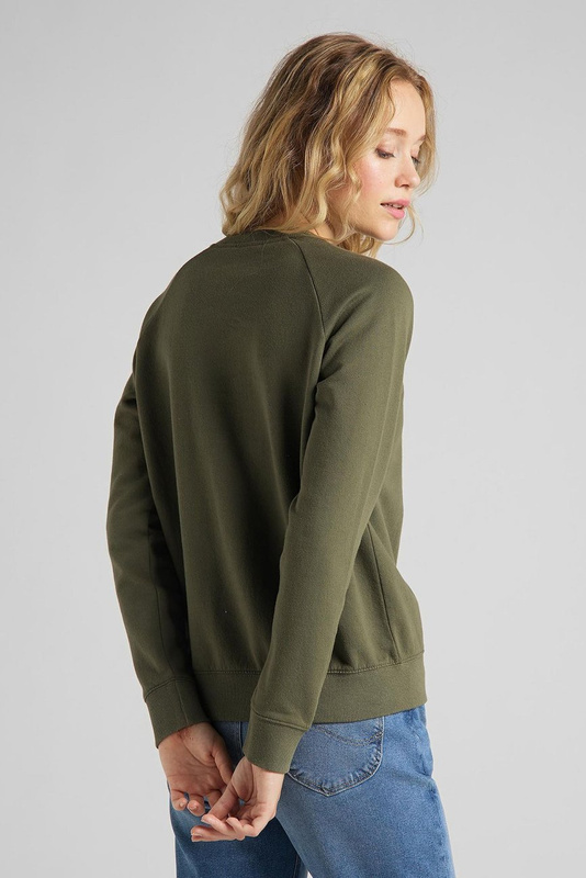 LEE PLAIN CREW SWS DAMSKA BLUZA OLIVE GREEN L53RTXNX 112112496