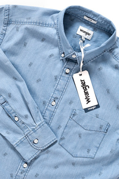 KOSZULA JEANSOWA MĘSKA WRANGLER LS 1PKT BUTTON DOWN INDIA INK W58835PKE 112129614