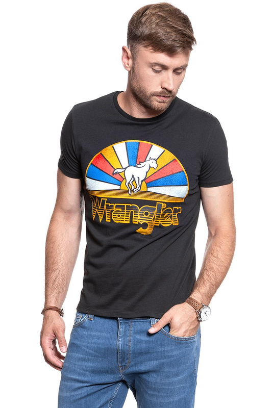 KOSZULKA WRANGLER HORSE LOGO TEE FADED BLACK W7B72FKV6 112131538