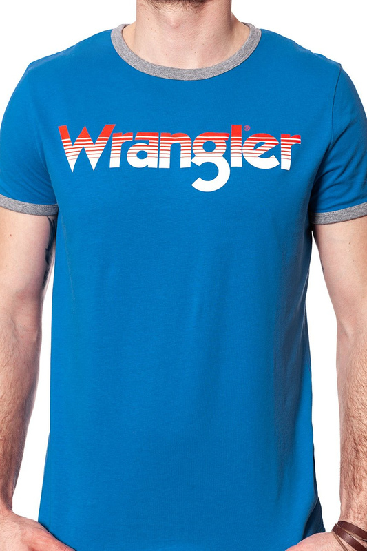 KOSZULKA WRANGLER LOGO RINGER TEE DEEP WATER W7B68FQDF 112131528