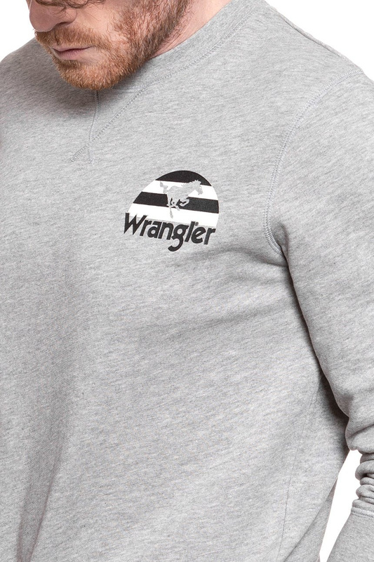 BLUZA WRANGLER CREW SWEAT MID GREY MEL W6M3HAX37 112130743