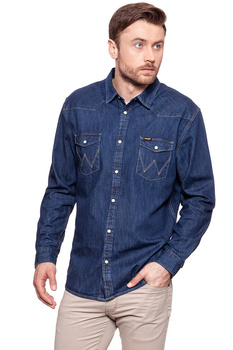 KOSZULA JEANSOWA MĘSKA WRANGLER DENIM WESTERN SHIRT DARK INDIGO W5973O61E 112129847