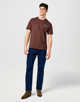 MESKA KOSZULKA WRANGLER EMBROIDERY TEE MAHOGANY 112371490