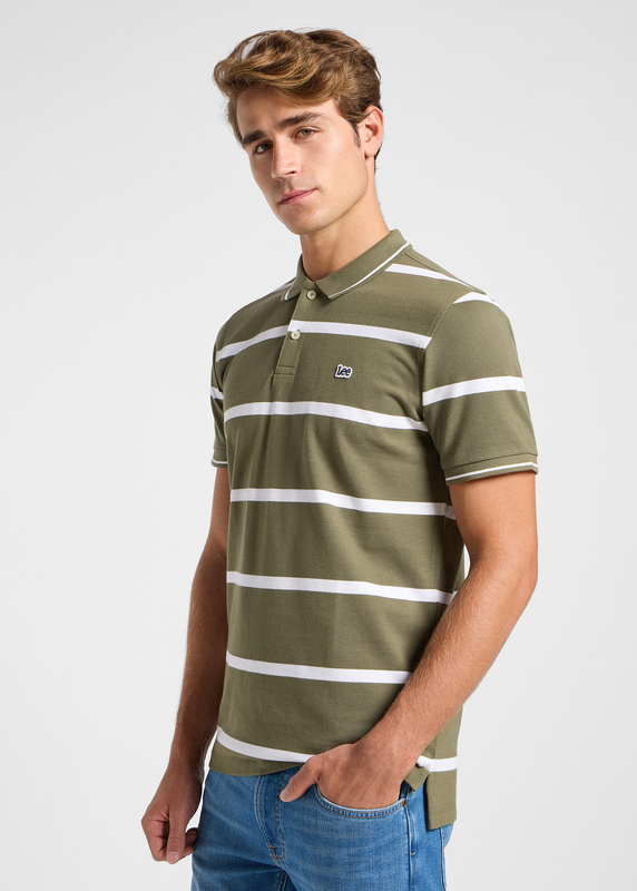 MESKA KOSZULKA LEE PIQUE POLO MERCANTILE GREEN STRIPE 112363858