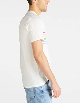 LEE PRIDE STRIPE TEE MĘSKI T-SHIRT LOGO KOSZULKA Z KRÓTKIM RĘKAWEM WHITE CANVAS L62UFERR 112114860