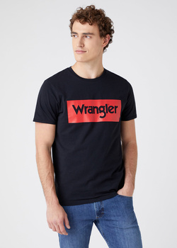 WRANGLER LOGO TEE MĘSKI T-SHIRT KOSZULKA LOGO NADRUK BLACK W7MSD3100 112142861