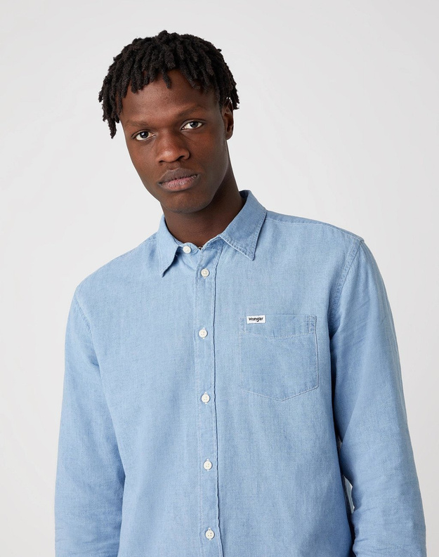 KOSZULA MĘSKA WRANGLER LS 1PKT SHIRT LIGHT INDIGO W5A1LOX4E 112129975