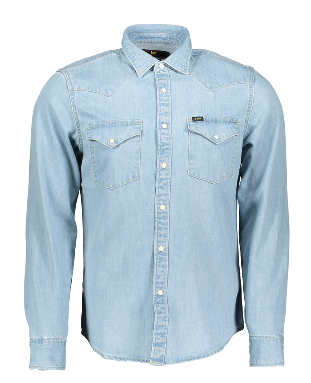 LEE WESTERN SHIRT MĘSKA KOSZULA JEANSOWA Z DŁUGIM RĘKAWEM LOGO HEATHER BLUE L643PLLI 112115421