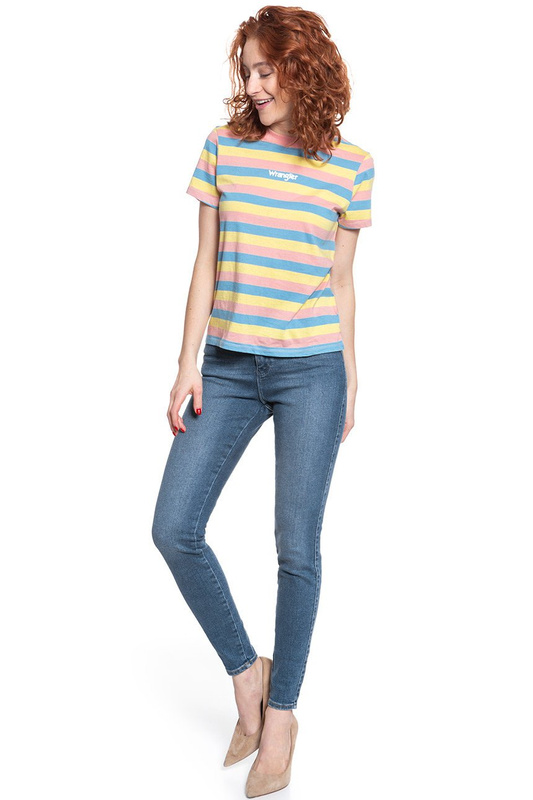 WRANGLER T SHIRT DAMSKI REGULAR RIB TEE PEACHES PINK W7N9FWP03 112131994